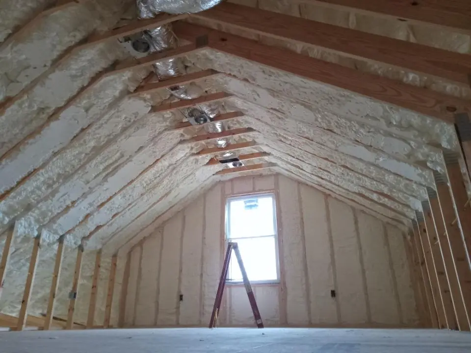 Spray foam roofing application for Crawl Space Insulation project in Milo